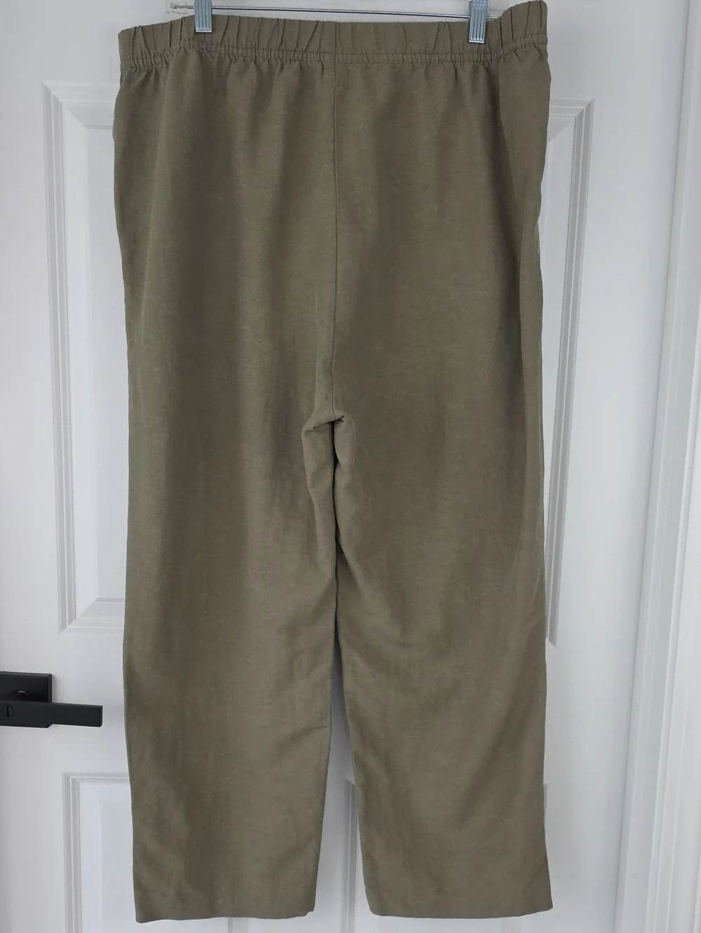 Women's H&M Linen Blend Olive Green Pull On Pants With Pockets Size XL